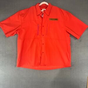 Vaccari Mens‎ Size Large Short Sleeve Orange Fishing Shirt Vented Outdoors